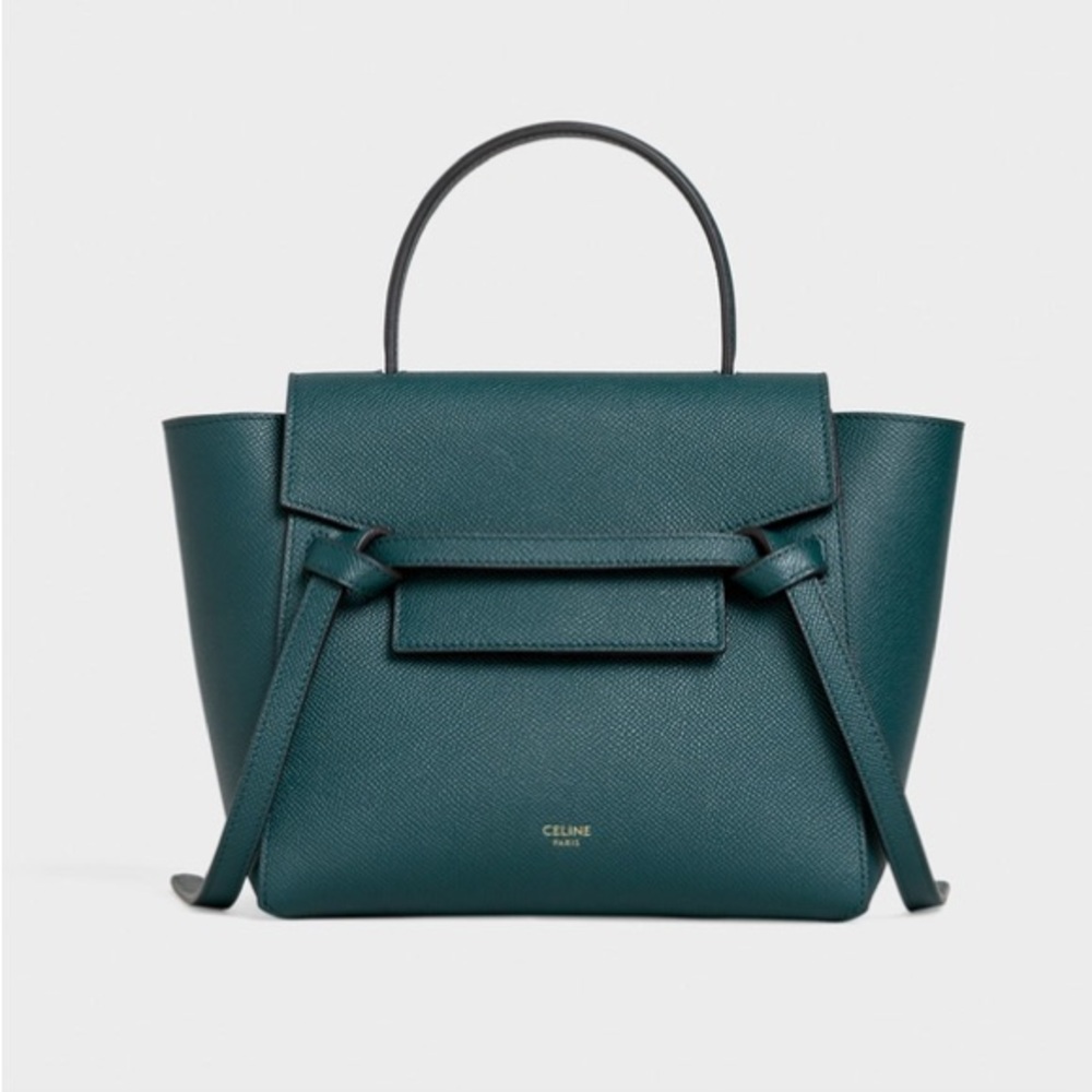 Celine Micro Belt Bag in Grained Calfskin Amazone Green
